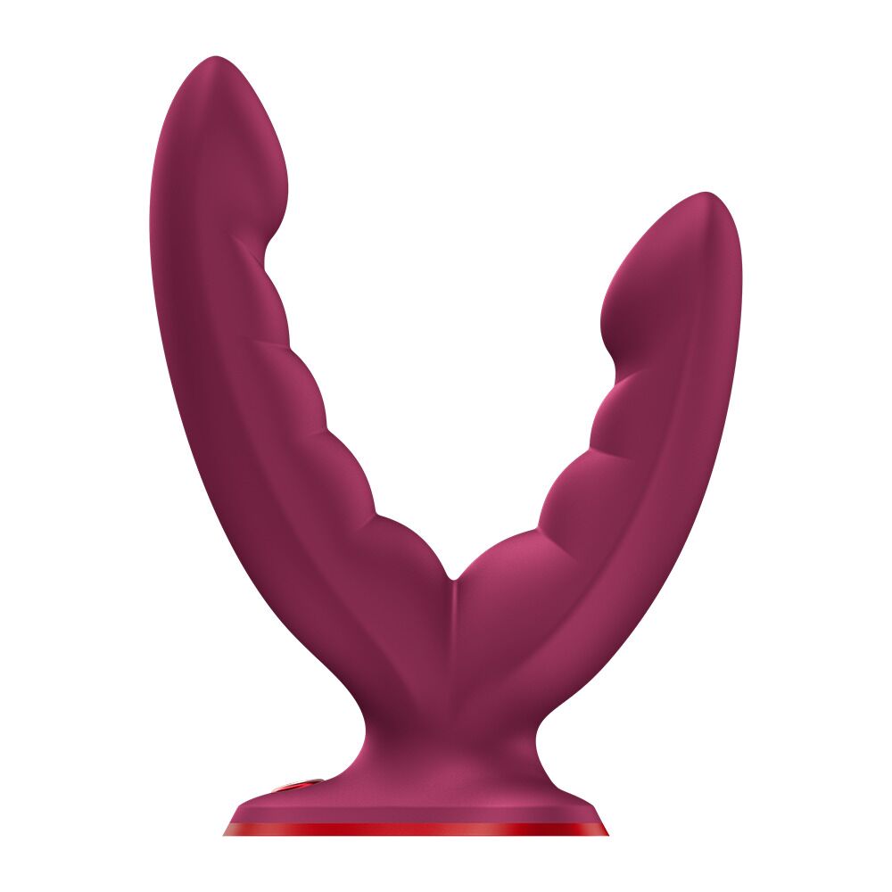 Подвійний фалоімітатор Fun Factory RYDE Wine Red, гнучкі стовбури, присоска