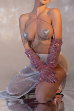 Пестис-сердечка з пензликами та чокером JSY Nipple Sticker AC8021 Sliver