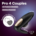 Вакуумний вібратор для пар Satisfyer Pro 4 Couples Battery Series, підходить для сексу у парі