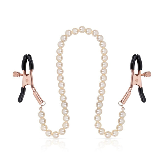 Затискачі для сосків з перлинним ланцюжком Rosy Gold - Nipple Clamps Pearls