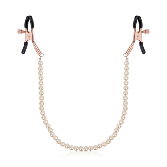 Затискачі для сосків з перлинним ланцюжком Rosy Gold - Nipple Clamps Pearls