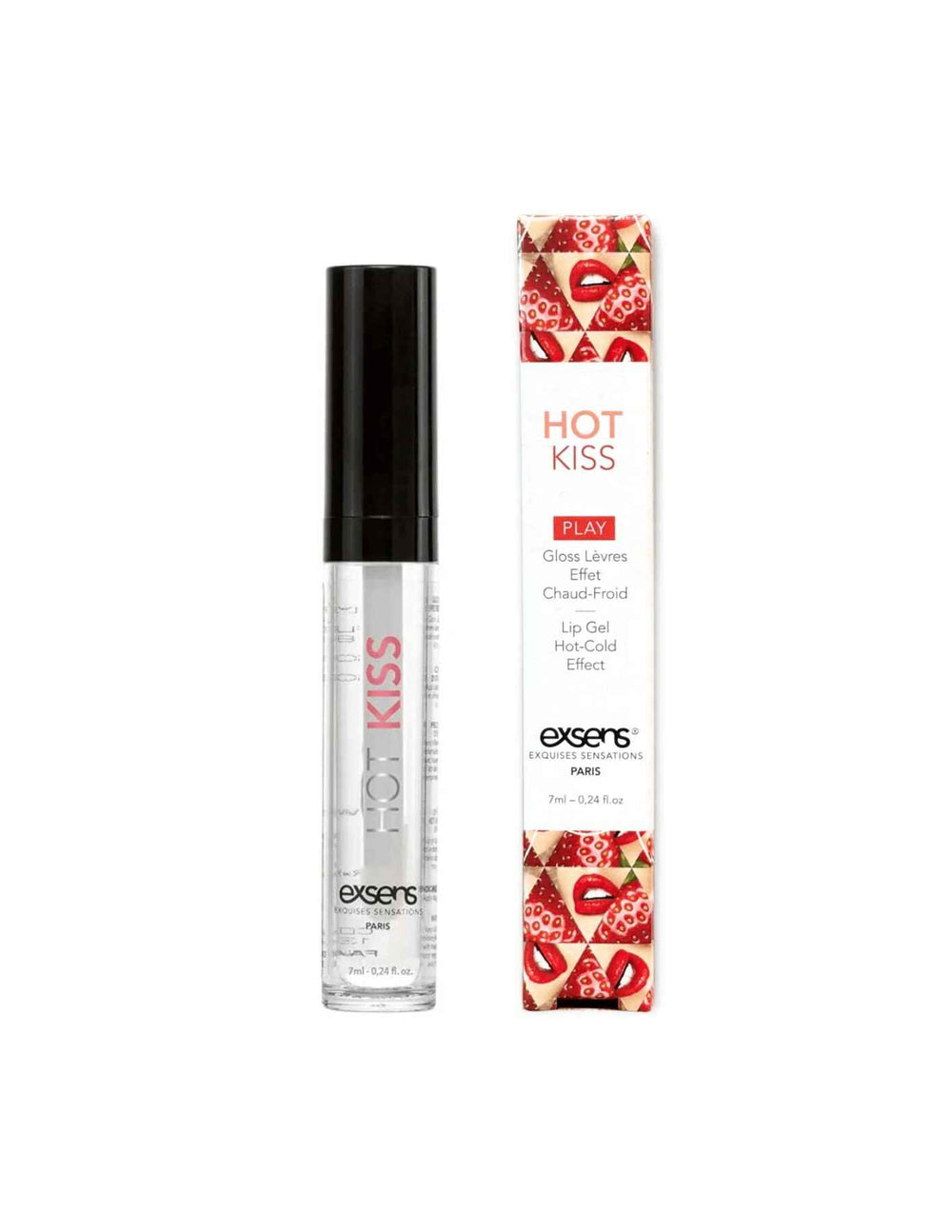 Стимулювальний блиск для губ EXSENS Strawberry Hot Kiss 7 мл, зігріває та охолоджує