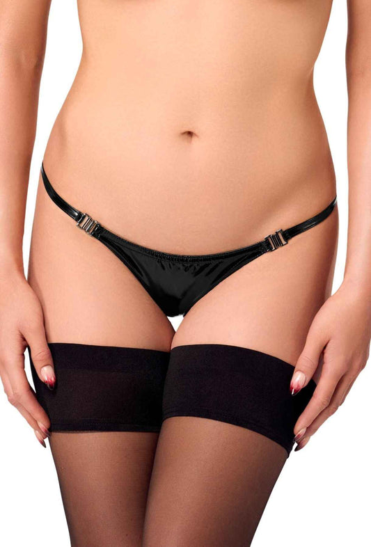Трусики Noir Handmade P014 Dominae PVC panty with silver clasp XXL