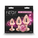 Набір анальних пробок NS Novelties Rear Assets - Trainer Kit - Rose Gold - Pink Gem