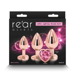 Набір анальних пробок NS Novelties Rear Assets - Trainer Kit - Rose Gold - Pink Heart