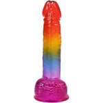 Фалоімітатор Doc Johnson Crystal Jellies - Realistic cock with balls 8.5 Inch - Rainbow