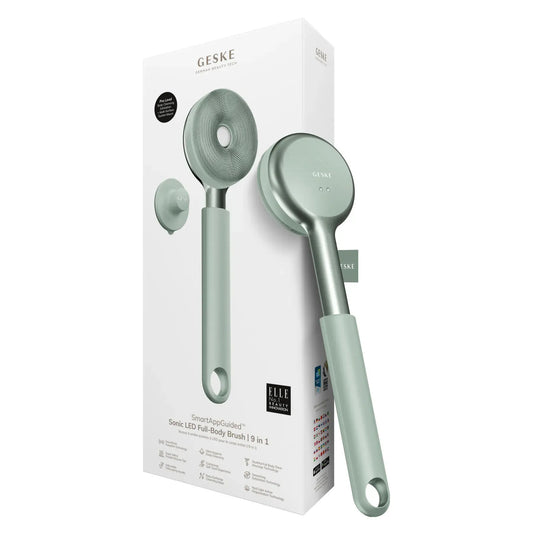 Звукова світлодіодна щітка для всього тіла GESKE Sonic LED Full-Body Brush&Intensive Exfoliator 9в1 green