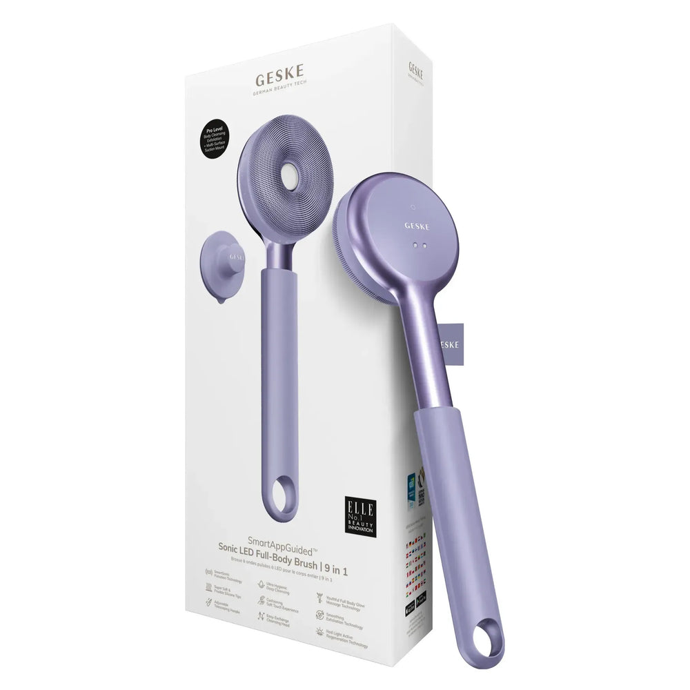 Звукова світлодіодна щітка для всього тіла GESKE Sonic LED Full-Body Brush&Intensive Exfoliator 9в1 purple