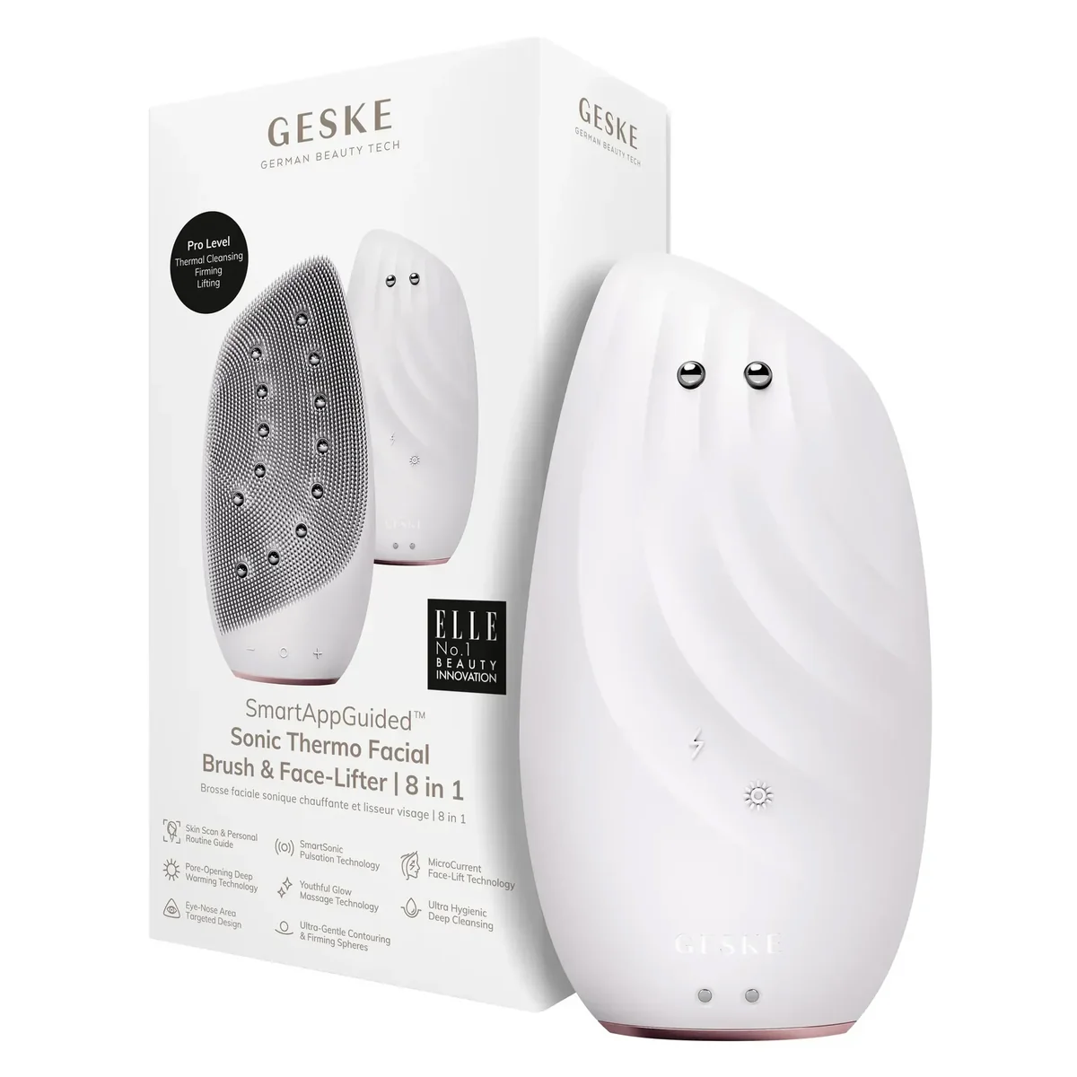 Очищувальна щітка для обличчя GESKE Sonic Thermo Facial Brush&Face-Lifter 8в1 starlight