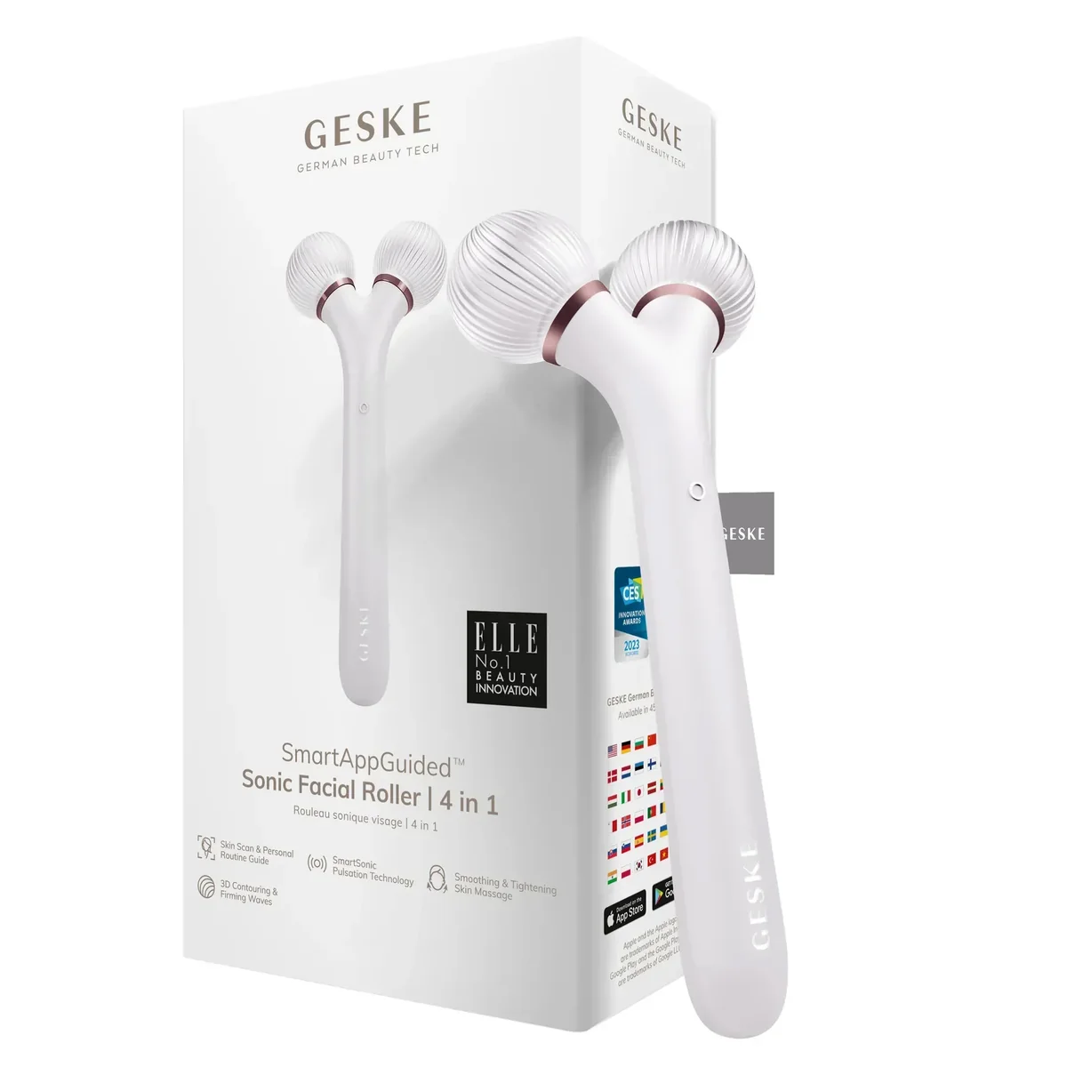 Електронний ультразвуковий ролик для обличчя GESKE Sonic Facial Roller 4в1 starlight