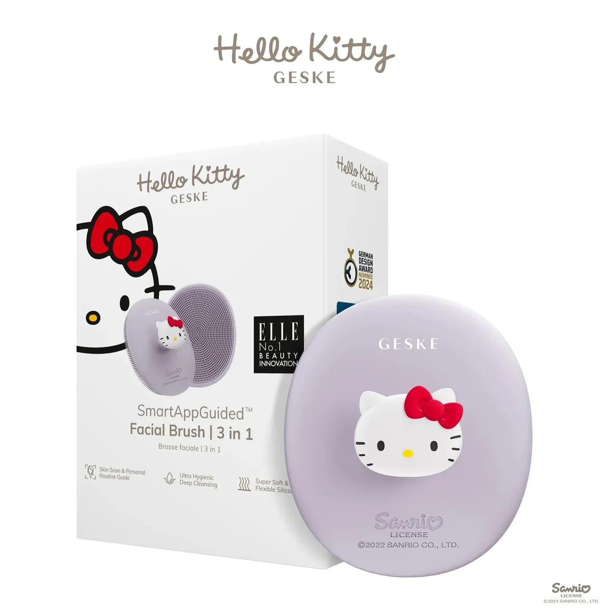 Щітка для обличчя GESKE Facial Brush 3в1 by Hello Kitty з тримачем