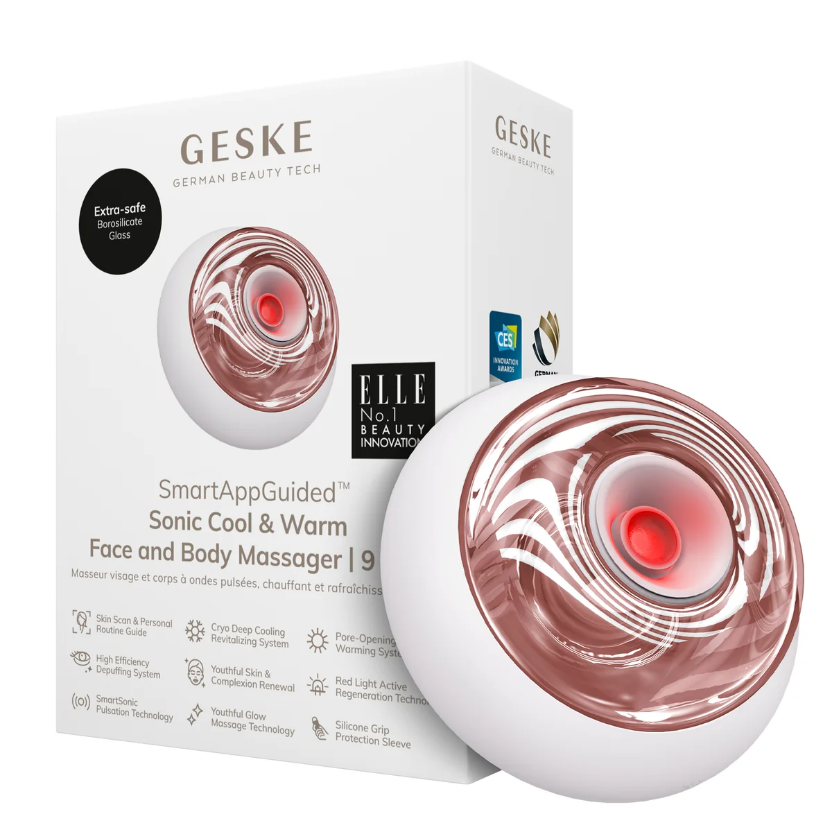Масажер для обличчя та тіла GESKE Sonic Cool&Warm Face and Body Massager 9в1 starlight