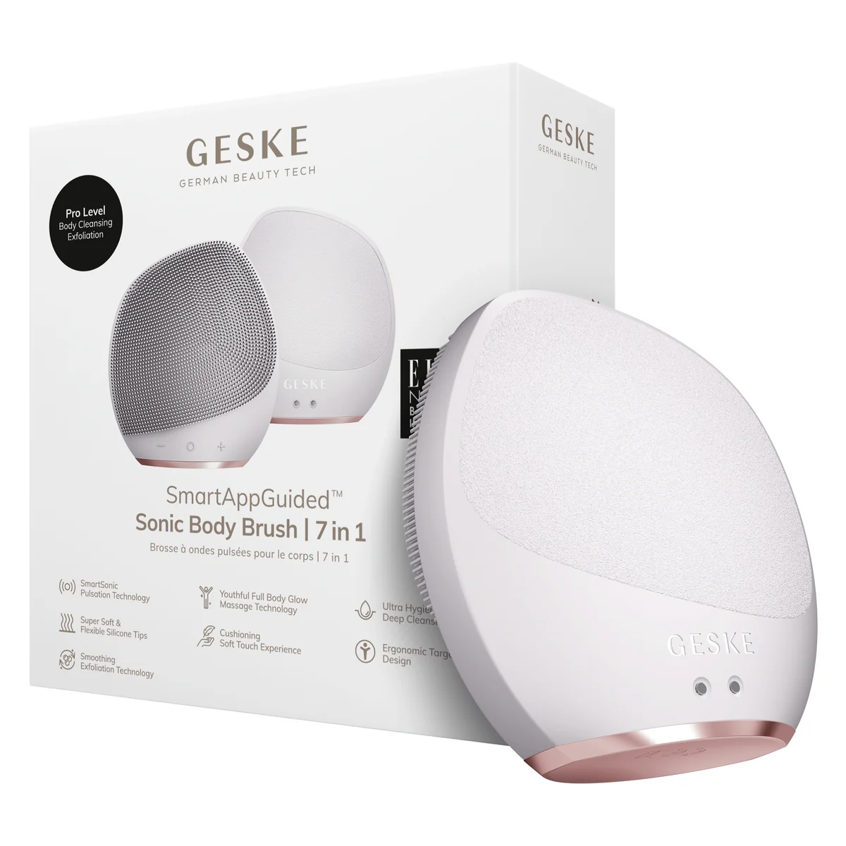 Ультразвукова щітка для тіла та інтенсивний пілінг GESKE Sonic Body Brush&Intensive Exfoliator 7в1 starlight