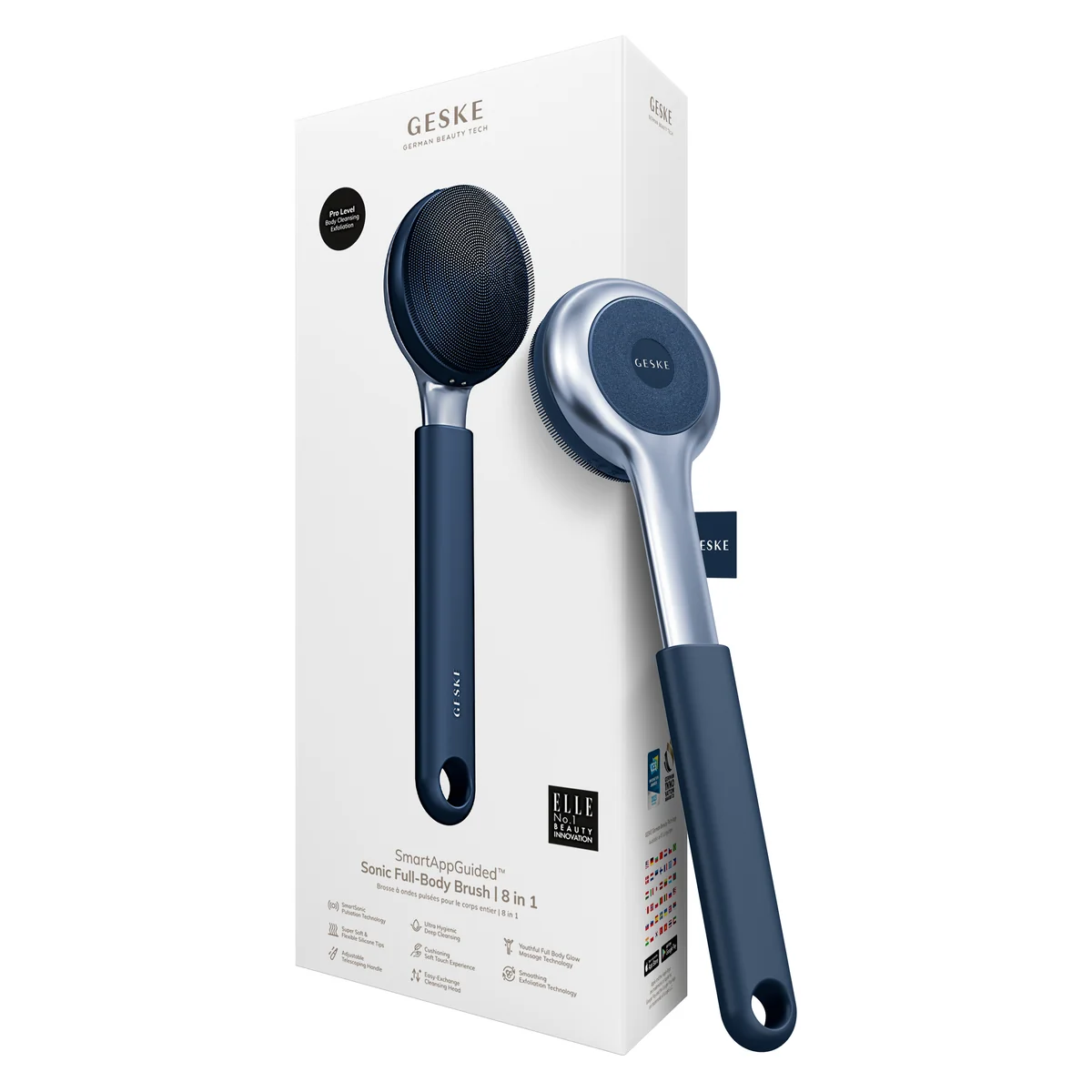 Ультразвукова щітка для всього тіла GESKE Sonic Full-Body Brush&Intensive Exfoliator 8в1 midnight