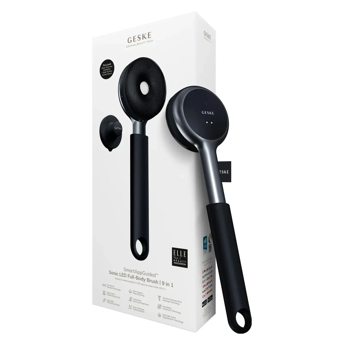 Звукова світлодіодна щітка для всього тіла GESKE Sonic LED Full-Body Brush&Intensive Exfoliator 9в1