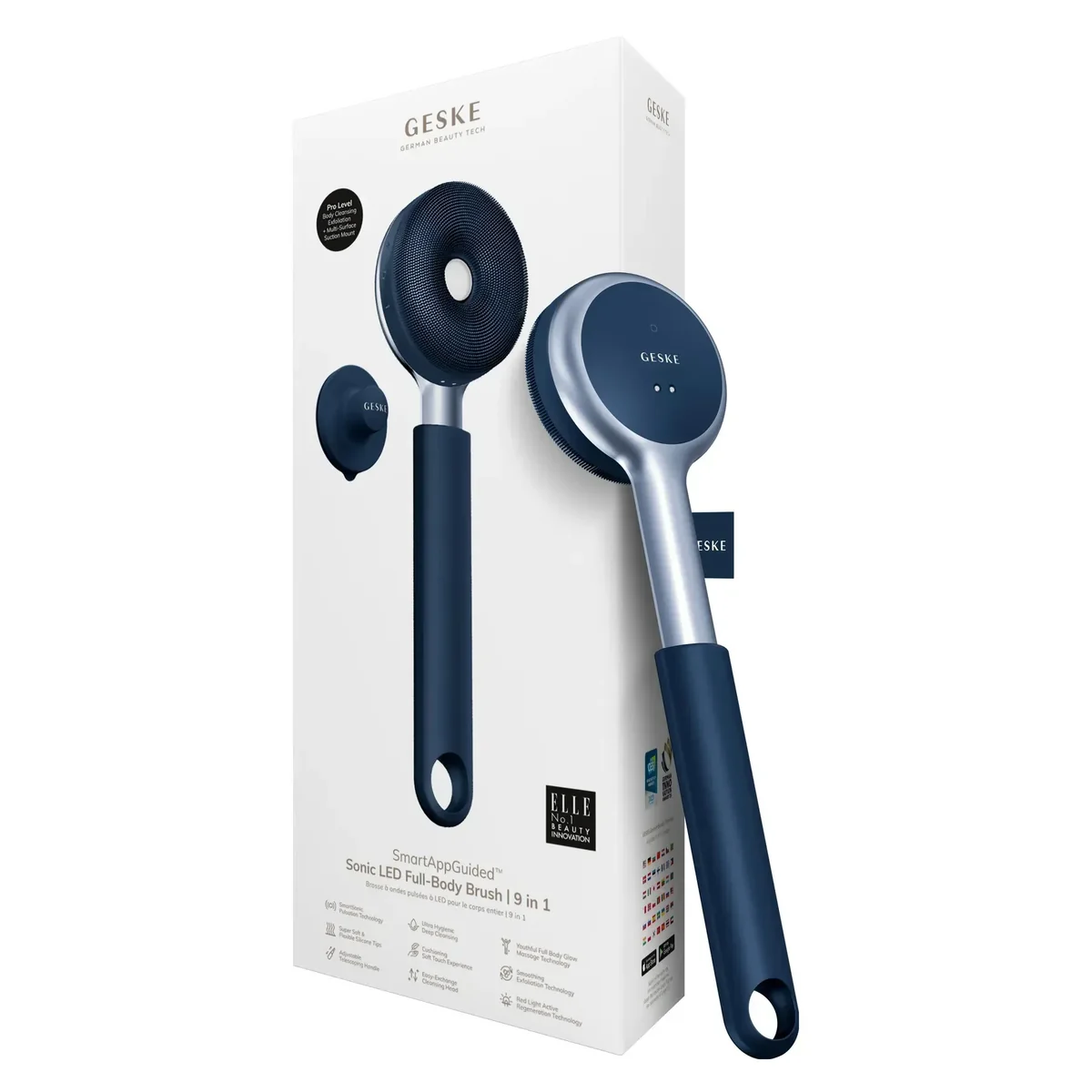 Звукова світлодіодна щітка для всього тіла GESKE Sonic LED Full-Body Brush&Intensive Exfoliator 9в1 midnight
