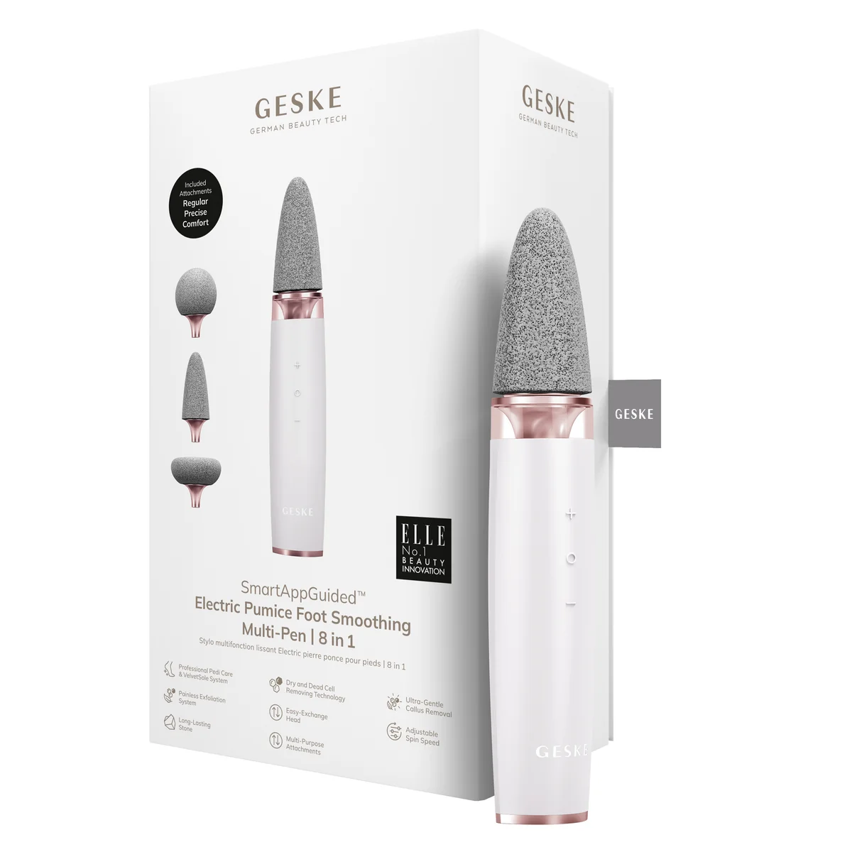 Шліфувальна пилка для стоп з додатковими насадками GESKE Electric Pumice Foot Smoothing Multi-Pen 8в1 starlight