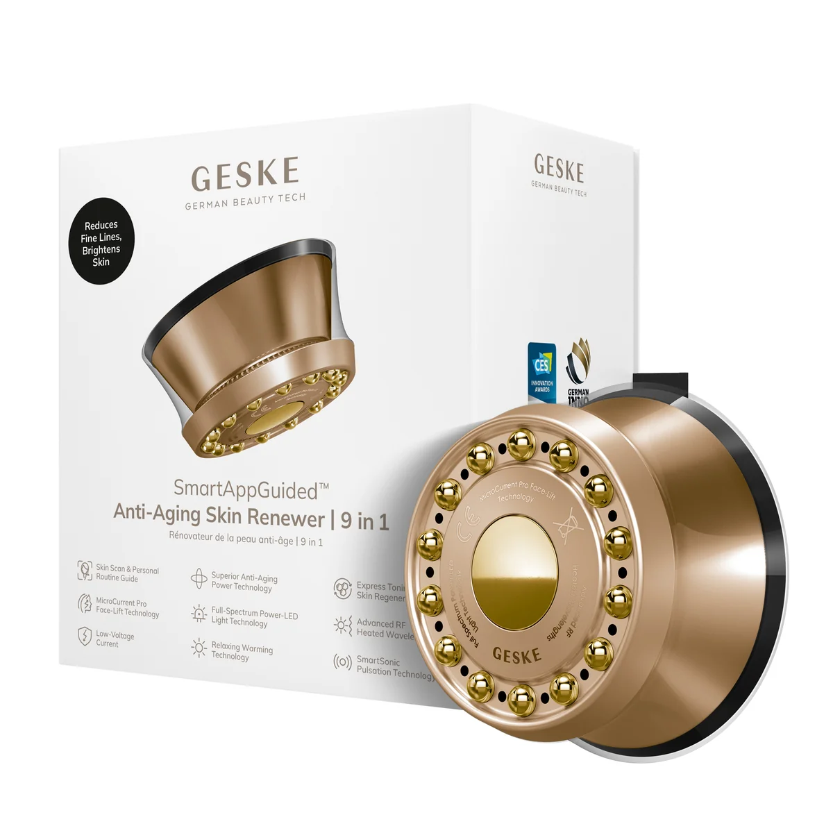 Антивіковий LED-випромінювач для відновлення шкіри обличчя GESKE Anti-Aging Skin Renewer 9в1