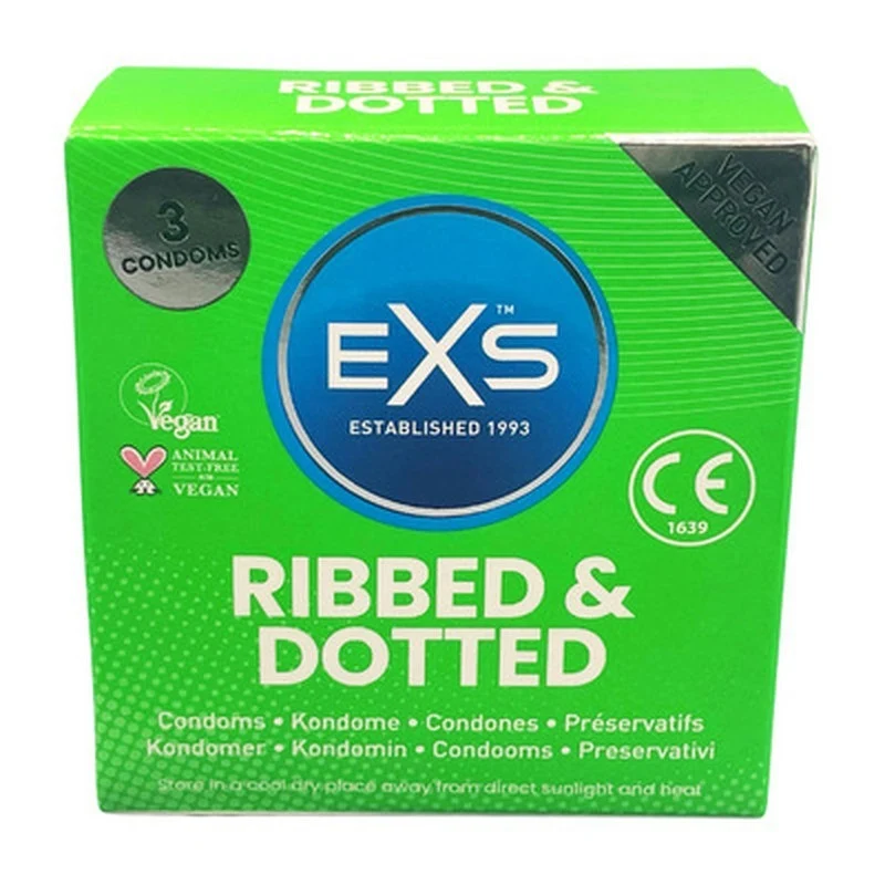 Стимулирующие презервативы EXS Ribbed & Dotted «Ребристые и точечные» (цена за пачку, 3 шт.)