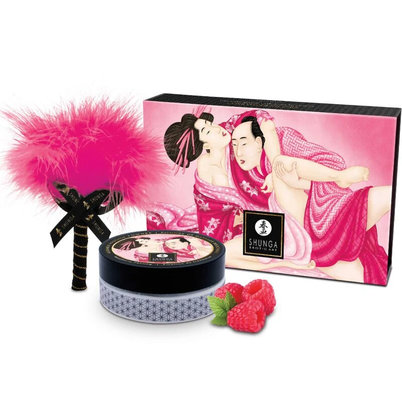 Смачна пудра для оральних пестощів Shunga Body Powder Raspberry feeling, 75 г, аромат малини