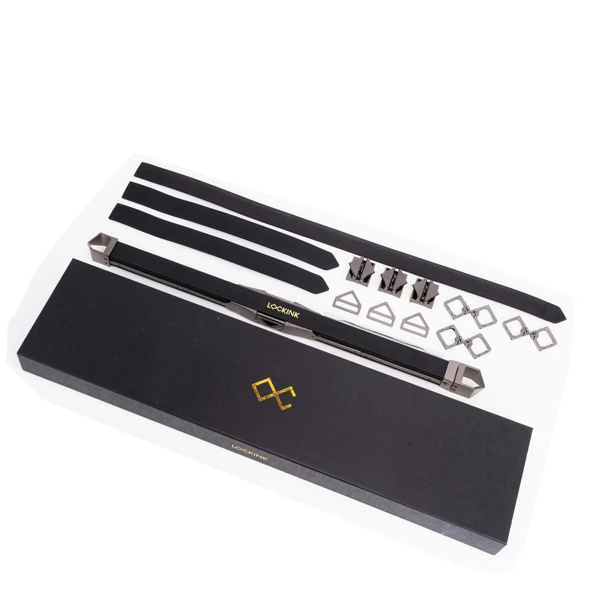 Фіксатор-розпірка LOCKINK Adjustable Spreader Bar Set, чорний, шкіряний, ремені для шиї, рук/ніг