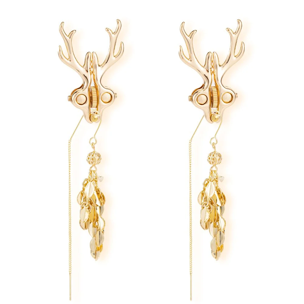 Затискачі для сосків LOCKINK SEVANDA Stag Adjustable Nipple Clamps, золотисті, зі знімними підвісками