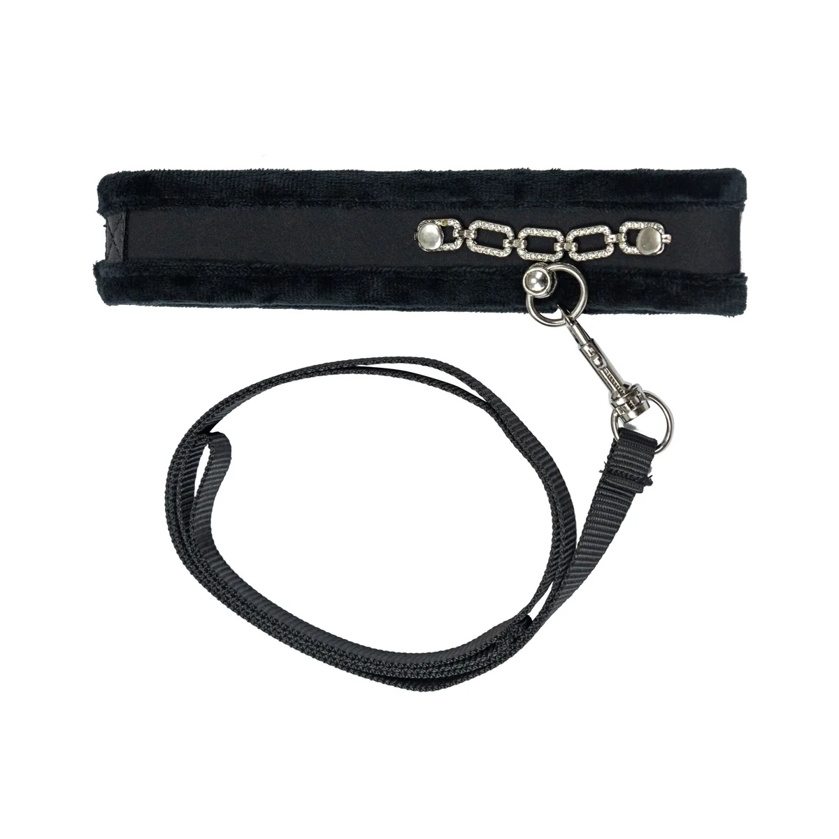 Нашийник із повідцем Punishment - Crystal Collar & Leash - Black