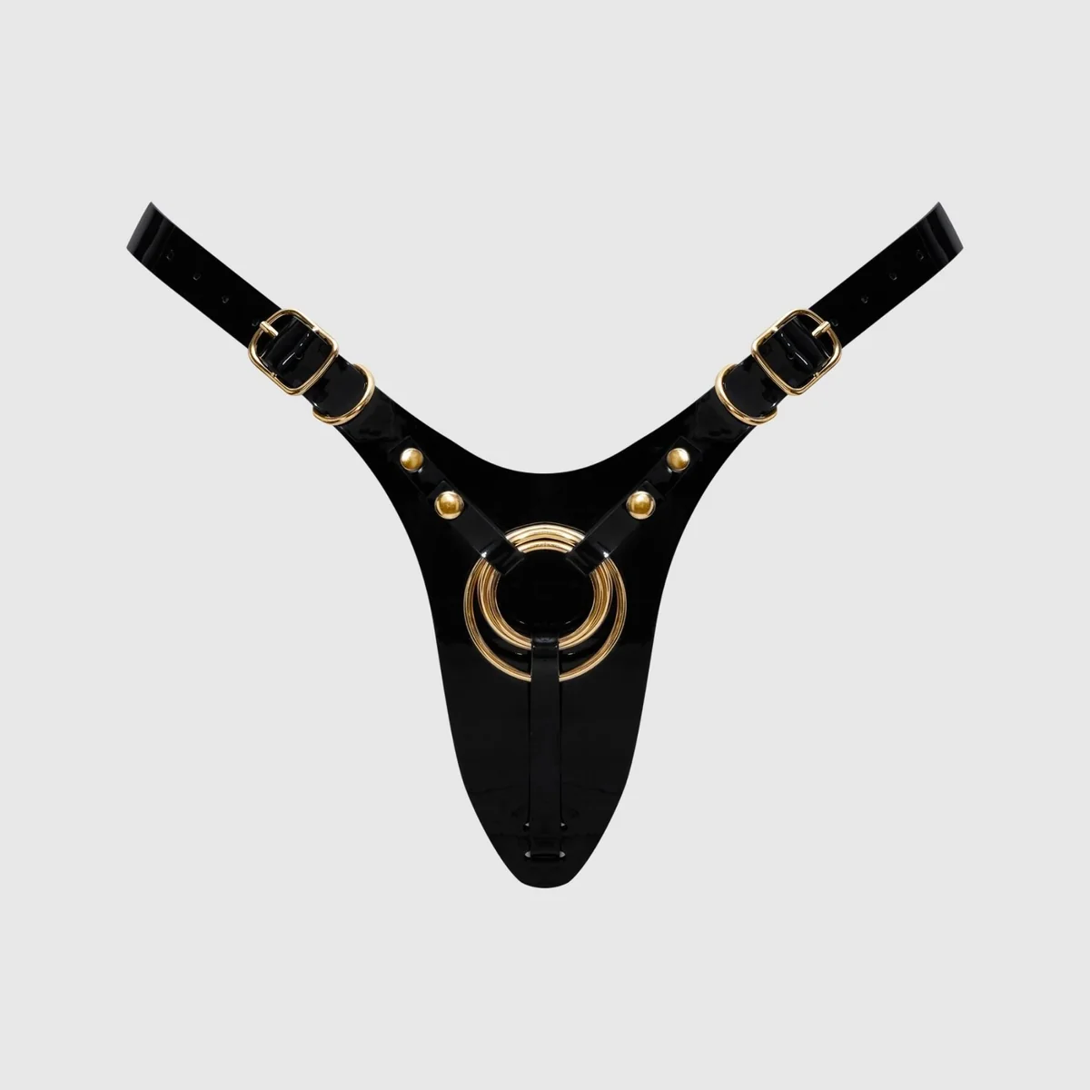 Трусики для страпона Strap-On-Me Leatherette Harness Fabulous - One Size - Black Glossy