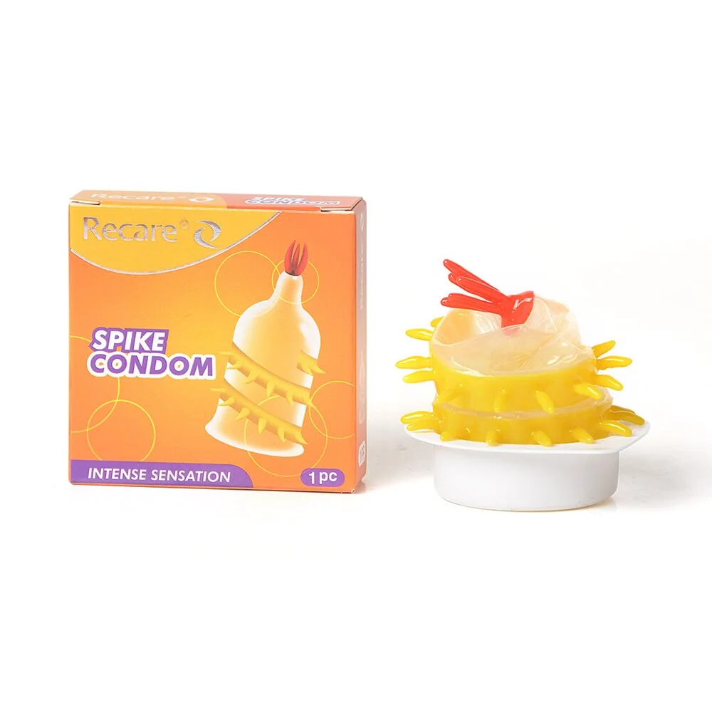 Насадка на член Recare Spike Condom Yellow (презерватив з вусиками та спіраллю шипів)