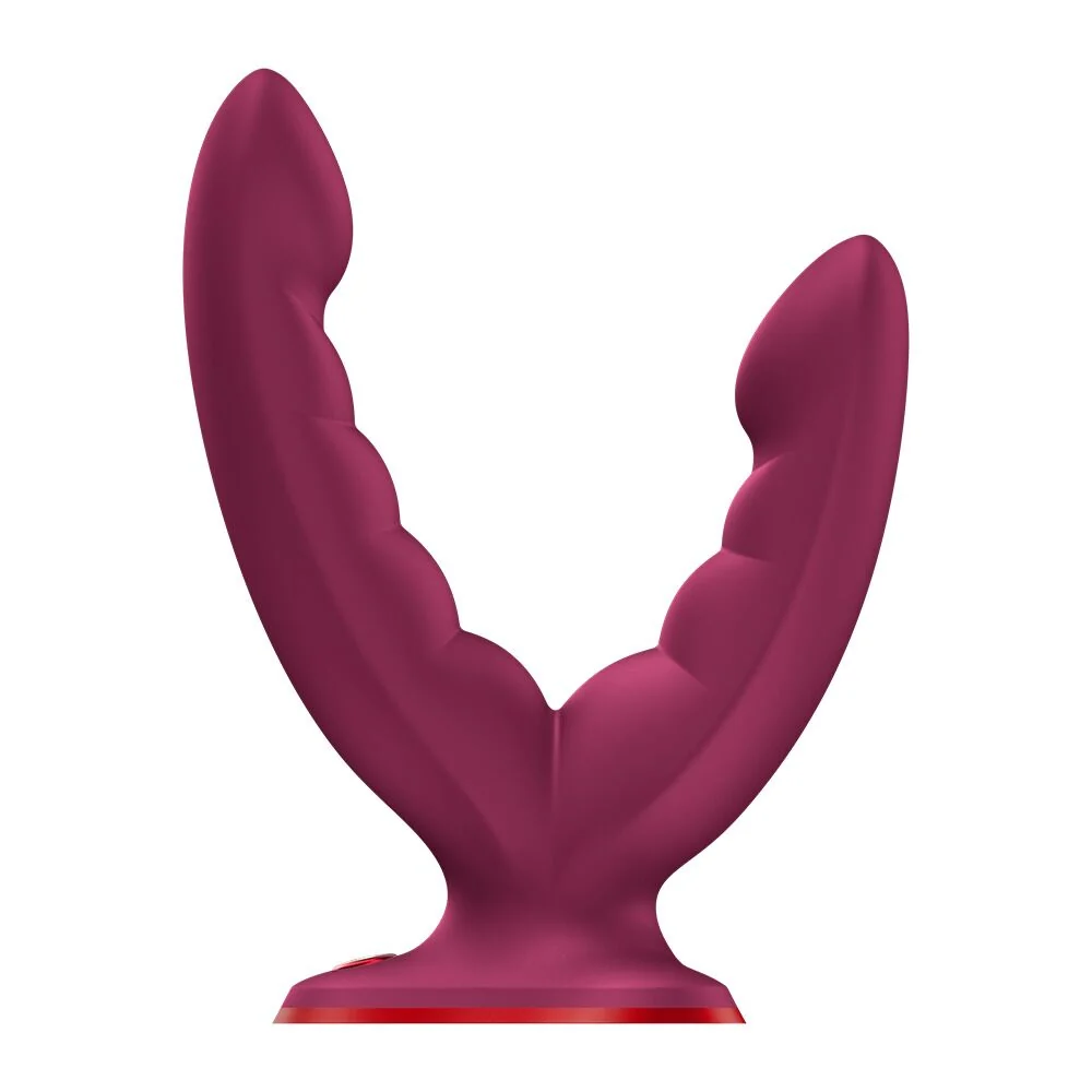 Подвійний фалоімітатор Fun Factory RYDE Wine Red, гнучкі стовбури, присоска