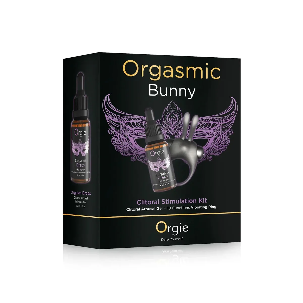 Набір Orgie Orgasmic Bunny: збуджувальні краплі та ерекційне віброкільце