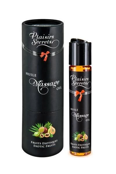 Масажна олія Plaisirs Secrets Exotic Fruits з афродизіаками їстівна, подарункове паковання