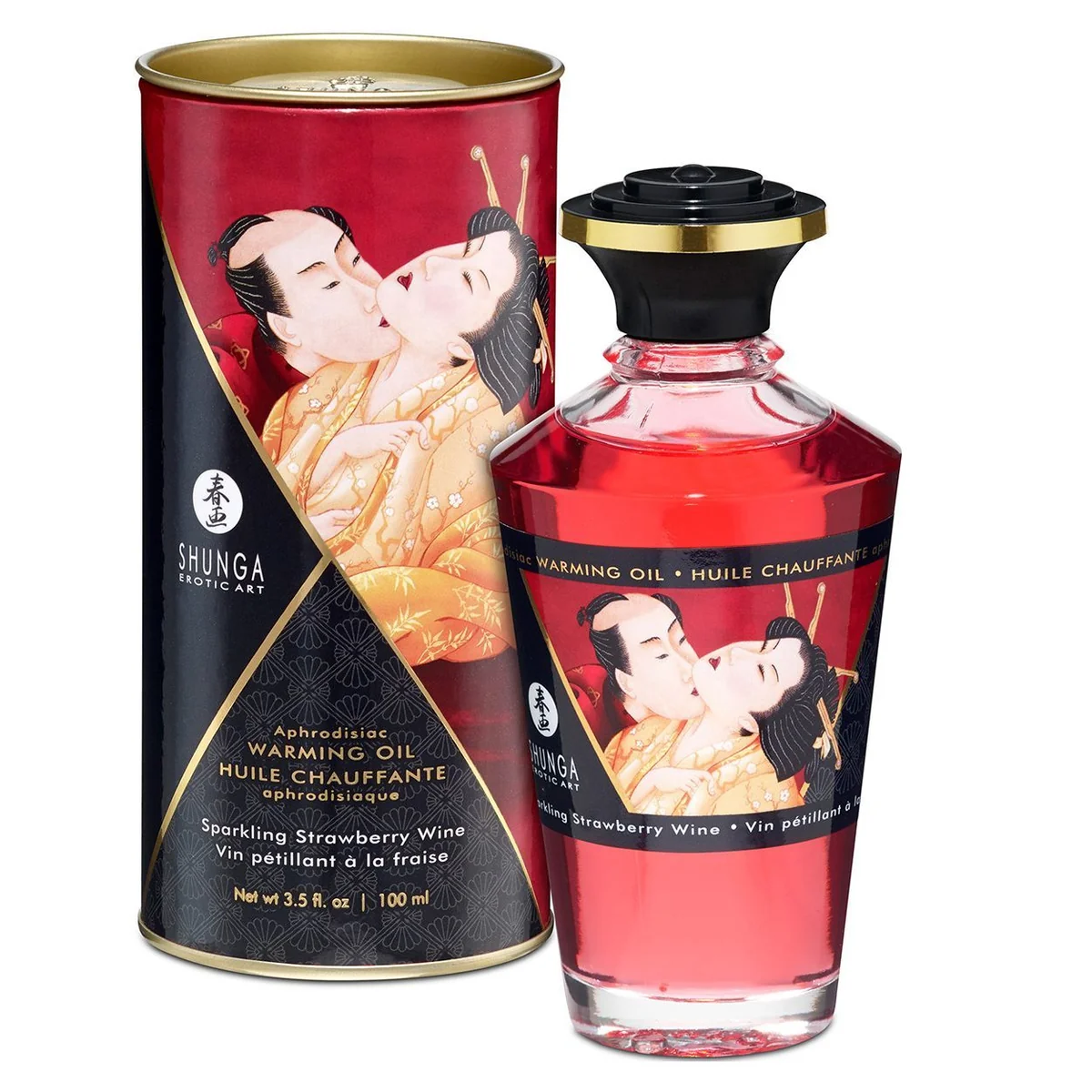 Розігрівальна олія Shunga Aphrodisiac Warming Oil – Sparkling Strawberry Wine без цукру