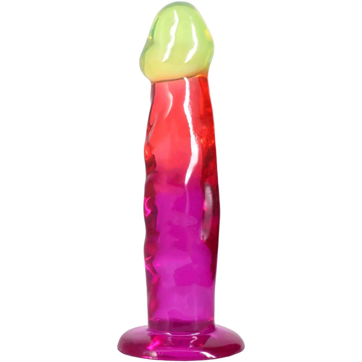 Фалоімітатор Doc Johnson Crystal Jellies - 7.5 Inch Classic Dong - Rainbow