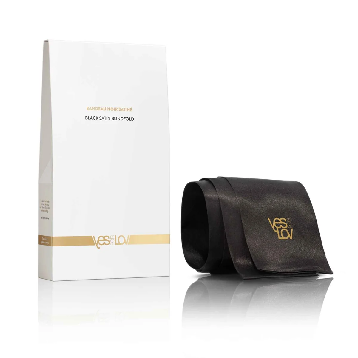 Сатинова пов’язка-стрічка на очі YESforLOV BLACK SATIN BLINDFOLD, підходить для зв’язування