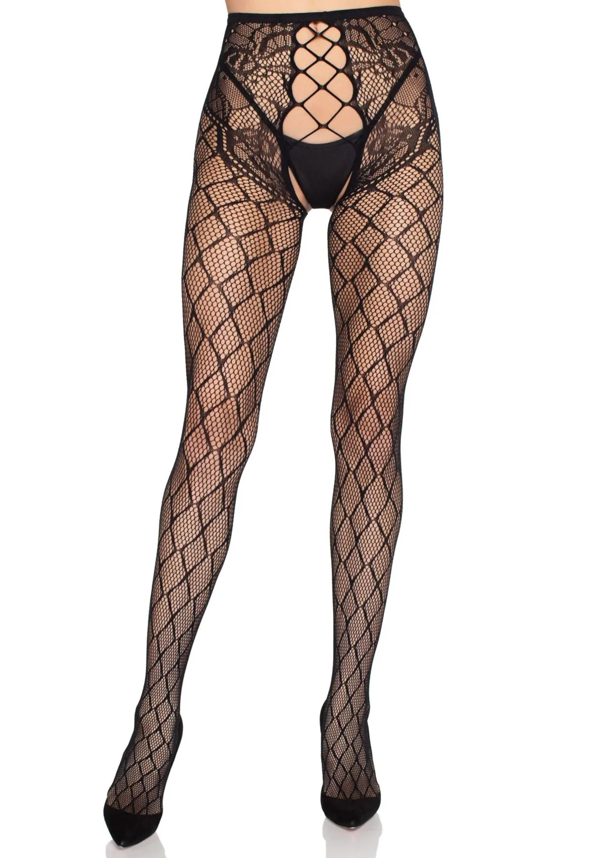 Колготки Leg Avenue Net Tights with Crotchless Panty One Size Black